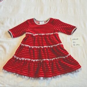 Hanna Andersson girls size 80 or 18-24 months burgundy velour 3/4 sleeve